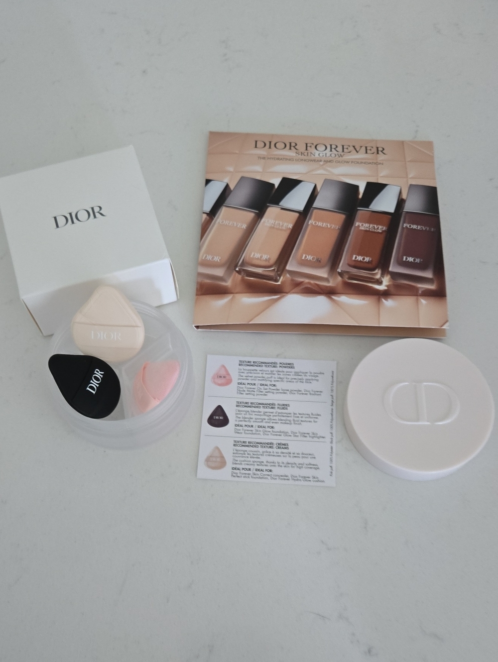 New Dior Forever Cushion Set limited Ed Gift Set 3 Powder Puffs & Dior Trvl Case